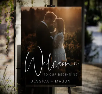 Modern Elegant Script Wedding Welcome Sign