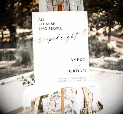 Dating app wedding sign