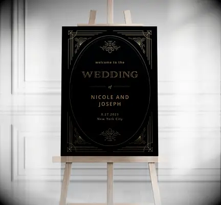 Gold and Black Art Deco Foam Board Welcome Sign