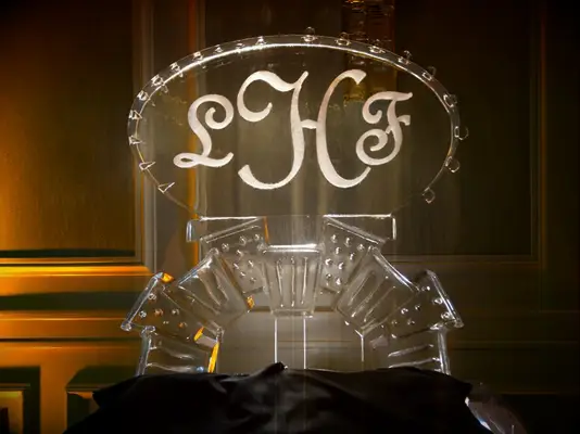 Large monogram ice sculpture