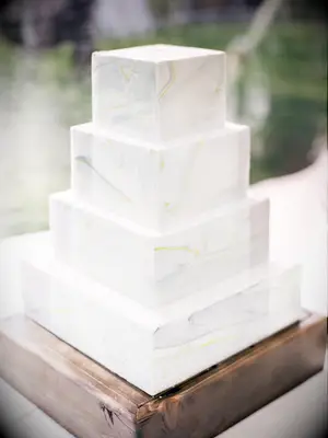 Simple square marble wedding cake