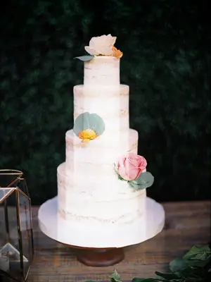 Simple four-tier semi-naked wedding cake