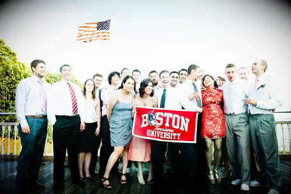 College reunion groomsmen photo
