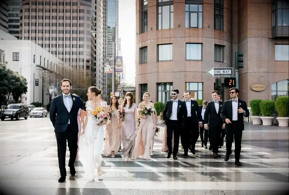 Bride, Groom and Wedding Party in San Francisco, California