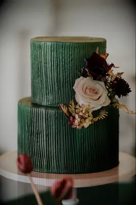 Two-Tier Dark Green Wedding Cake