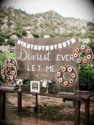Rustic wood donut wall display