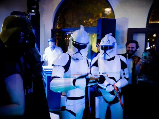 Storm trooper costumes at a Halloween wedding