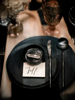 Crystal wedding favor at a Halloween wedding