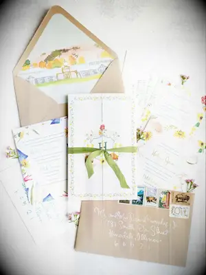 Custom Wedding Invitations With Rustic Watercolor Illustrations