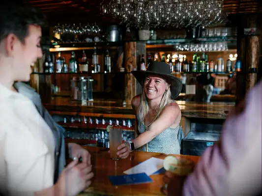 Bartender serving drinks at wedding