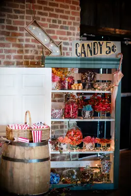 Vintage candy bar at wedding reception