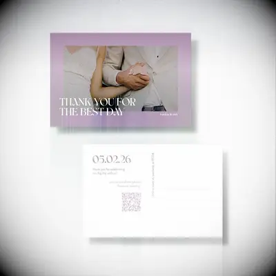 QR code on a wedding thank you card.