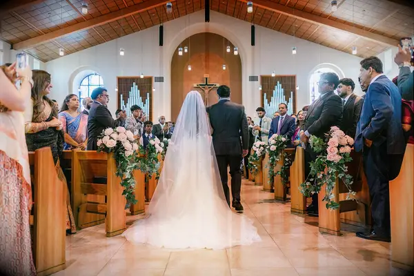 Pink-Rose Pew Bouquets church wedding decorations