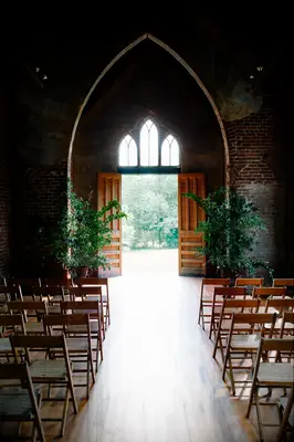 Aisle-Flanking Trees church wedding decor