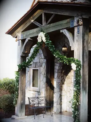 Leafy Entrance Garland at church wedding ceremony