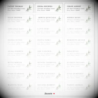 Rustic greenery wedding guest address label