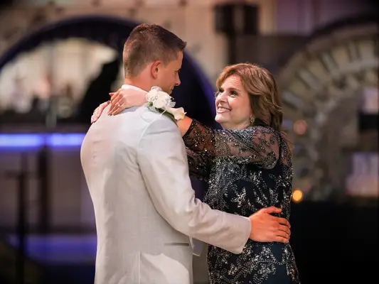 mother-son wedding dance during Florida wedding reception