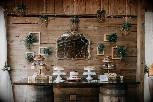 Vintage Wooden-Barrel Dessert Bar