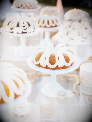 assorted bundt cakes at dessert table