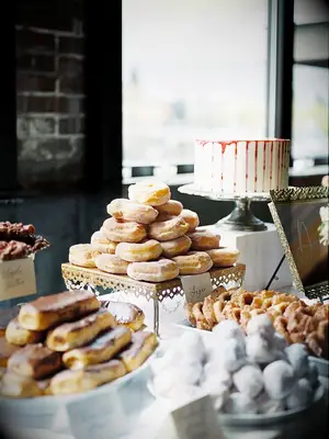 dessert buffet with doughnuts