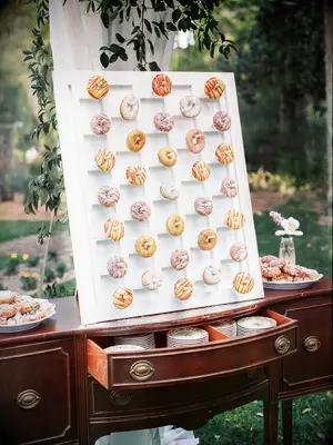 Antique Furniture Doughnut Wall Wedding Dessert Display