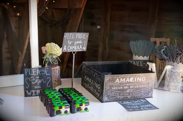 Disposable camera station for your wedding reception