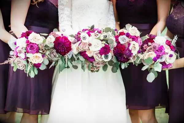 Jewel Tone Bouquets With Eucalyptus Leaves