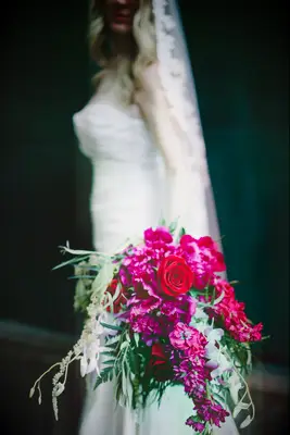 Cascading Jewel-Tone Bridal Bouquet