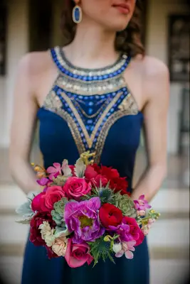Jewel-Toned Peony and Thistle Bouquet