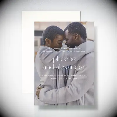 Couples portrait photo weddng invitation