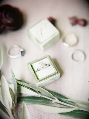 sage green velvet engagement ring box 