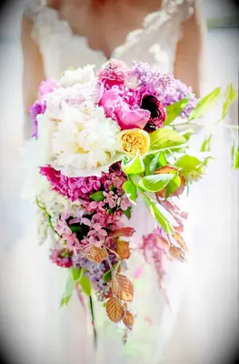 A gorgeous and vibrant springtime dahlia bouquet.