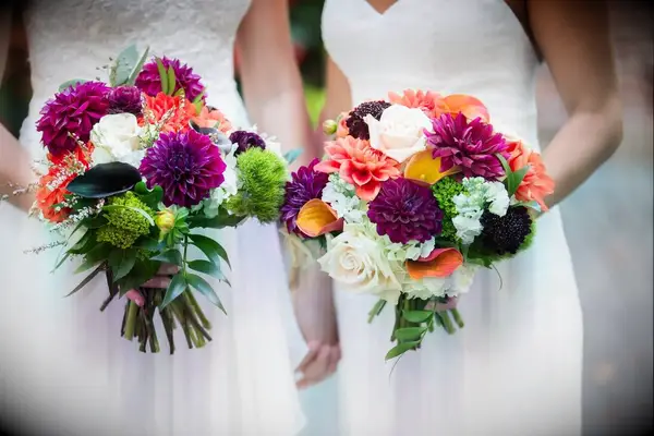 A gorgeous and vibrant dahlia bouquet.