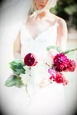 Asymmetrical dahlia bouquet