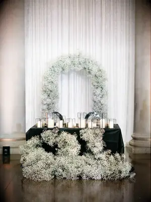 wedding sweetheart table with baby