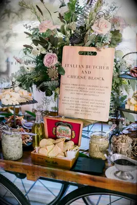 Italian cheese bar for your wedding reception food ideas