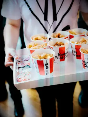 Fast food buckets of Kentucky Fried Chicken for your wedding reception