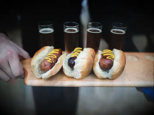 Bratwurst and beer shots for your summer wedding reception