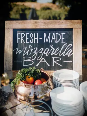 Mozzarella cheese bar for your outdoor summer wedding