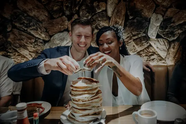 Fluffy buttermilk pancake stacks for your wedding reception food ideas