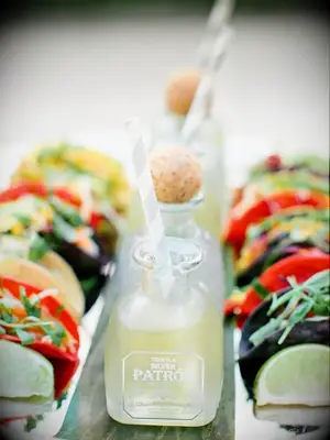 Mini rainbow tacos and tiny margaritas for your outdoor summer wedding