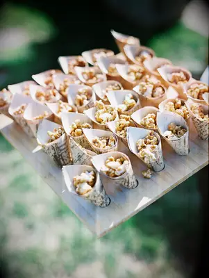 Fun popcorn cups for your wedding reception food ideas