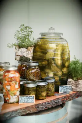 Pickle station for your summertime wedding reception food ideas