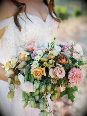 Bouquet with sprigs of fresh hops