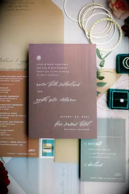 A beautiful stationary suite in muted tones, ideal for an autumnal celebration.