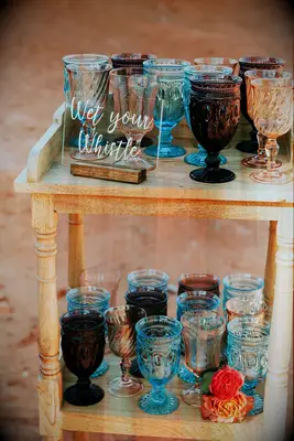 A stunning collection of vintage glassware in a variety of autumnal colors.