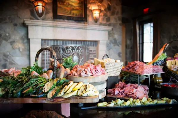 Locally-Sourced Antipasto Buffet Stations wedding buffet catering idea
