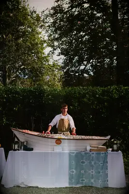 Rowboat raw bar wedding buffet idea