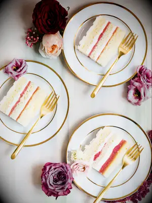 slices of wedding cake on plates