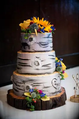 Aspen Tree-Inspired Three-Tier Wedding Cake